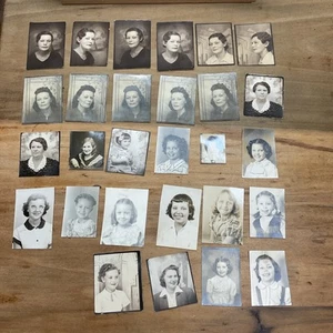 1940-50s Vintage Photo Booth Photobooth Lot Young & Old Lady Girls Smile B47 - Picture 1 of 5