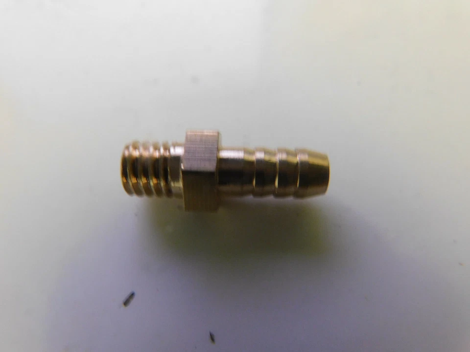 M6 x 1.0 Metric to 5mm Brass Barb Hose Tail Connector