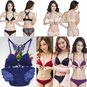 Sexy's Lace Lingerie Set Embroidery Deep V Padded Extreme Push Up Bra Panty Sets - Picture 1 of 24