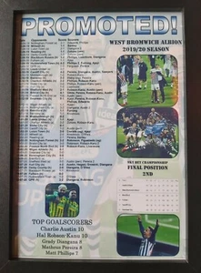 West Bromwich Albion 2020 Championship runners-up - framed print - Picture 1 of 2