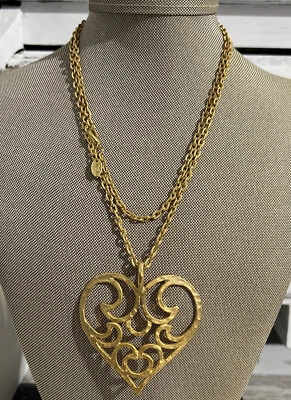 Collar Colgante Corazón Largo Vintage "The Limited" RUNWAY Tono Dorado Foto 1 de 4