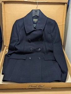 PENDLETON WOOL PEACOAT 48842 NAVY WOMENS SIZE 12 NWT DOUBLE-BREASTED LINED - Picture 1 of 7