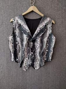 Phyton Snakeskin Collard Sleeveless Vest Women's Multicolor - Picture 1 of 7