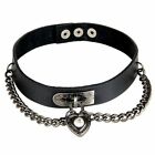 Fashion Leather Punk Chain Collar Choker Necklace Pendant Heart Dangle