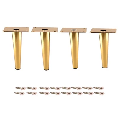 Patas de mesa para muebles de 4 pulgadas de acero dorado redondas cónicas modernas pies rectos... Foto 1 de 4