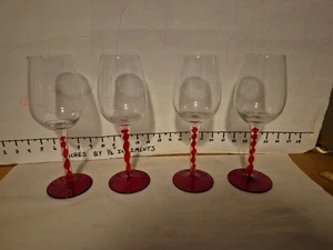 4 Vintage HUTSCHENREUTHER RUBINO Weinstiel Rubinblutrot Twist Kunstglas mundgeblasen  - Bild 1 von 16