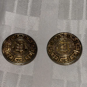 Givenchy Vintage Coin Clip On Earrings Gold Chunky 4G Logo Runway Signed #SB22 - Picture 1 of 6