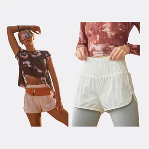 Free People Movement Way Home Shorts Women’s Size L Ivory White Smocked Waist Ex - Picture 1 of 6