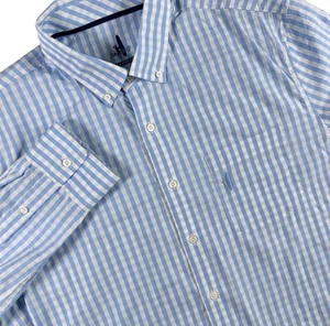 Johnnie-O Prep-Formance Button Down Shirt Men's XL Blue Gingham Check Stretch - Picture 1 of 9