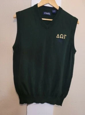 Chaleco Chaps Verde Letras Griegas Bordado Informal Escuela Universidad Hombres  Foto 1 de 4