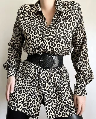 LIZ CLAIBORNE Blouse Womens Top Cheetah Print Long Sleeve Large Long Blouse - Image 1 of 4