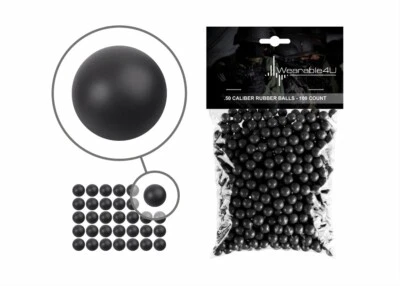 Wearable4U .50 Cal Reusable Black Rubber Balls for Paintball Gun 100 pack