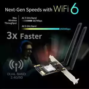 AX3000Mbps PCIe WiFi 6 Intel AX200 WiFi Card Dual Band WiFi Bluetooth PC Adapter - Picture 1 of 10