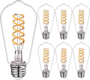6 PCS Dimmable Vintage LED Edison Bulbs, 6W Equivalent 60 Watt, Warm White 2700K - Picture 1 of 12