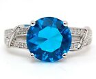  4CT Blue Topaz & Topaz 925 Solid Sterling Silver Ring Jewelry Sz 8, N3-3