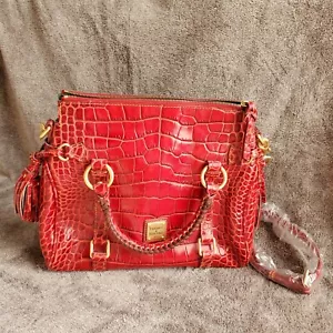 Borsa a mano rossa Dooney & Bourke Croco Fino nuova WOT con cinturino - Foto 1 di 10