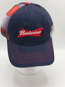 Budweiser Trucker Hat/Cap- Red White & Blue American Flag w/adjustable strapback - Picture 1 of 8