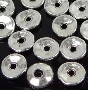 50 Antique Silver Pewter Washers Spacer Caps beads 7mm - Picture 1 of 4