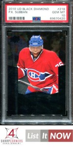 2010 UPPER DECK BLACK DIAMOND #218 P.K. SUBBAN RC POP 6 PSA 10 H3500442-420