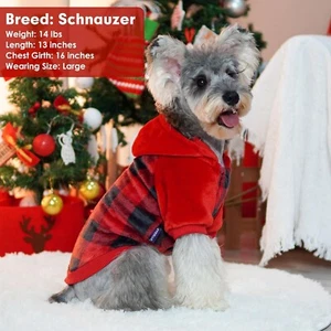 Dog Sweater Hoodie Warm Flannel Sweatshirt Thermal Buffalo Plaid Winter Coat - Picture 1 of 17