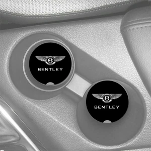 BENTLEY LOGO BLACK DESIGN CUSTOM SANDSTONE CAR COASTERS ABSORBS SET (2)  - Picture 1 of 1