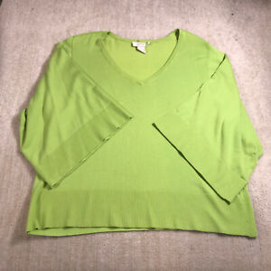 Soft Surroundings Sweater Womens 1X Plus  Pullover Green Spring Casual Ladies