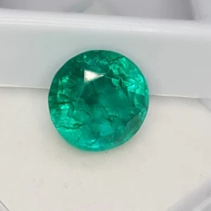 Natural Green Emerald 5.97 Ct Loose Gemstone Certified Transparent Round Cut Gem - Picture 1 of 8