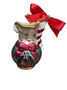 Lenox Yuletide Treasure Tea Party Cream Pitcher Blown Glass Hanging Ornament - Picture 1 of 10