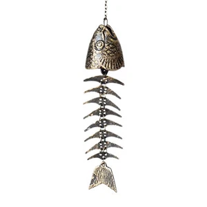 Fish Wind Chime Fish Bone Japanese Style Vintage Cast Iron Wind Chime Bell - Picture 1 of 12