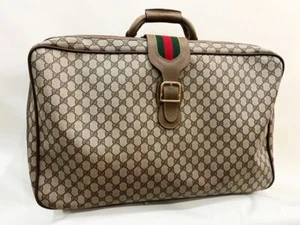 Gucci Travel Trunk Luggage Bag Shelly Line GG Monogram Vintage PVC Leather Beige - Picture 1 of 7