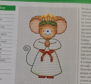 Cross Stitch Chart Only - Furry Tales Mouse St Lucy's Day Mouse - Picture 1 of 1
