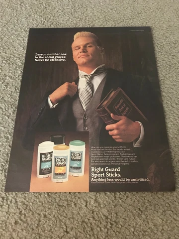 Vintage BRIAN BOSWORTH RIGHT GUARD Poster Print Ad 1980s OKLAHOMA SOONERS Cover