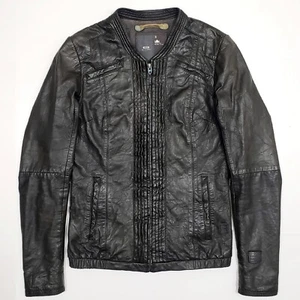 G-STAR RAW BARRYMORE Slim Biker Jacket Aged Nappa Soft Leather Pleat Front Zip S - Picture 1 of 11