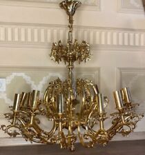 Antique Vintage Brass Chandelier Lamp Light 17kg 37lb 12 lamps 85 tall 70cm wide