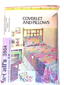 Patchwork Bed Coverlet and Set of Pillows McCalls Sewing Pattern #3864 / Uncut - Picture 1 of 2