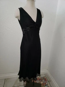 morrell maxie pure silk dress gown size 12 black sleeveless mesh - Picture 1 of 10