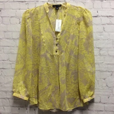 Blusa Banana Republic Mujer Amarilla Floral Dosfer Cuello en V Capas XS Nueva Foto 1 de 4
