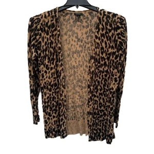 Halogen Linen Blend Leopard Print Cardigan Mobwife Animal Print Artsy Sz Large - Picture 1 of 7