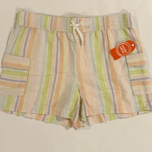 Wonder Nation Pull-On Striped Cargo Shorts Lightweight Girls XXL 18 NWT NEW - Picture 1 of 10