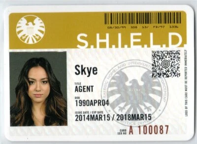 MARVEL AGENTS OF SHIELD SEASON 1 BD004 ID BADGE INSERT CHLOE BENNET AGENT SKYE - Image 1 of 2