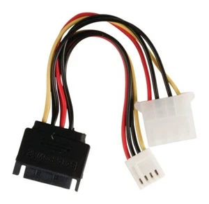 Value Line 15cm Internal Power Adapter Cable (SATA 15-Pin M - Molex F + FDD F) - Picture 1 of 1