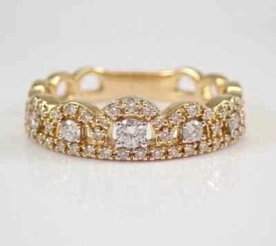 真品莫桑石 3 克拉圆形切割簇结婚戒指 14k 镀黄金 — 第 1/4 张图片