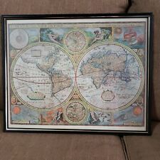 A New & Accurate Map of the World 1651 Reproduction Colorful Print-framed-20x16