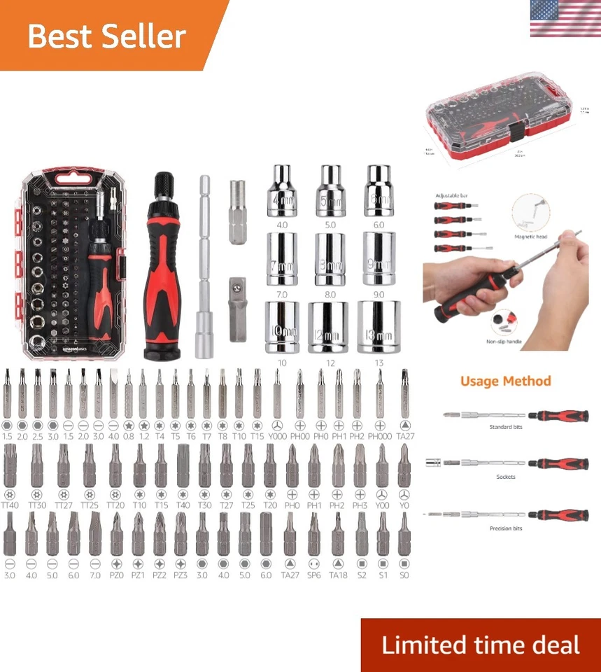 73-Piece Magnetic Ratcheting Wrench & Precision Screwdriver Set - Versatile T... - Image 1 of 4