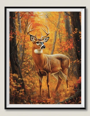 Forest Deer 4 - DIY Chart Counted Cross Stitch Patterns Needlework DMC Color - Image 1 of 2