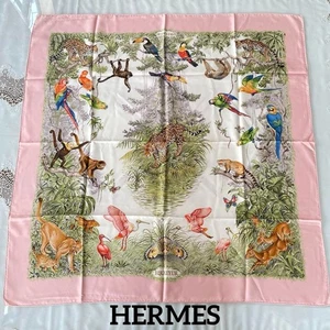 Hermes Silk Scarf Carre 90 Equateur designed by Robert Dallet Pink - Picture 1 of 14