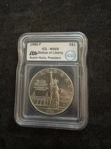 1986-P MS69 Silver STATUE OF LIBERTY Commemorative $1 IGC Austin Hutto Signed - Picture 1 of 4
