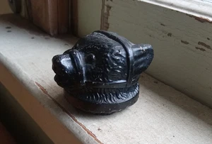 1850s ORIGINAL BLACKGLASS BOSTON & SANDWICH GLASS HEAD ONLY FOR BEAR GREASE JAR - Picture 1 of 9