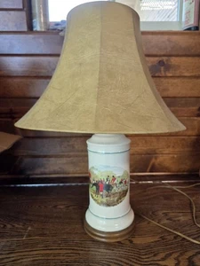 This is a vintage Pfaltzgraff porcelain table lamp featuring a fox hunt scene - Picture 1 of 7