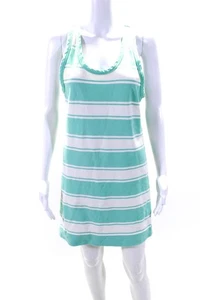 J Crew Womens Scoop Neck Striped Knit Tank Dress Green White Cotton Size Small - Picture 1 of 4